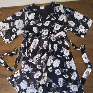 Black Floral Wrap Dress